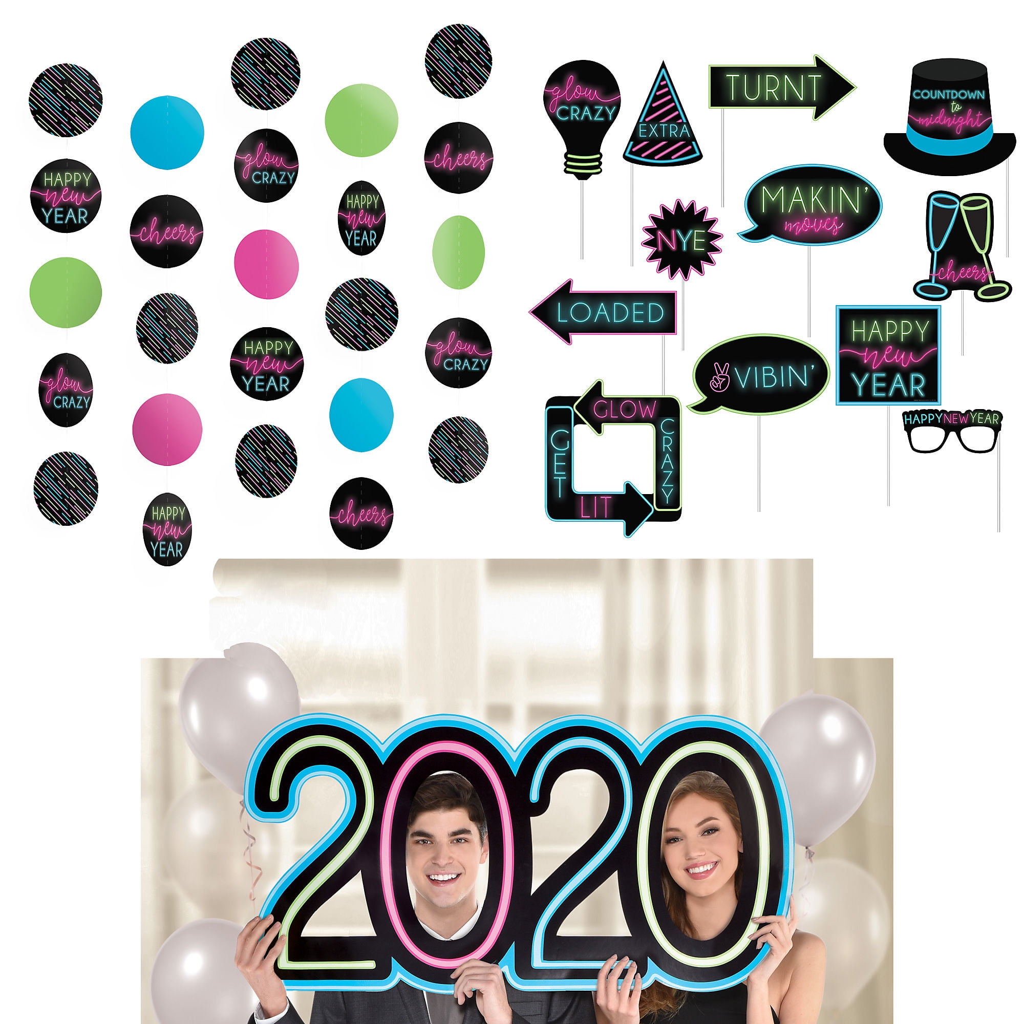 Party City New Year S Glow Photo Booth Kit Party Supplies
