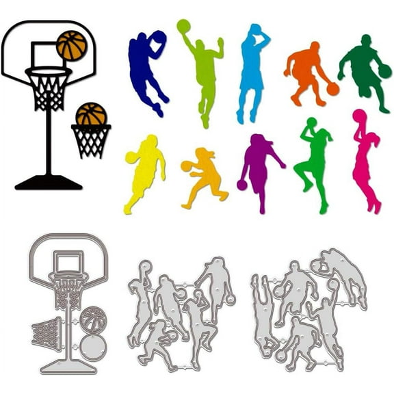 3Pcs Basketball Team Cutting Dies for Cards Basketball Sports Metal Cutting Die Cuts Basketball Player Theme Cutting Dies Stencils