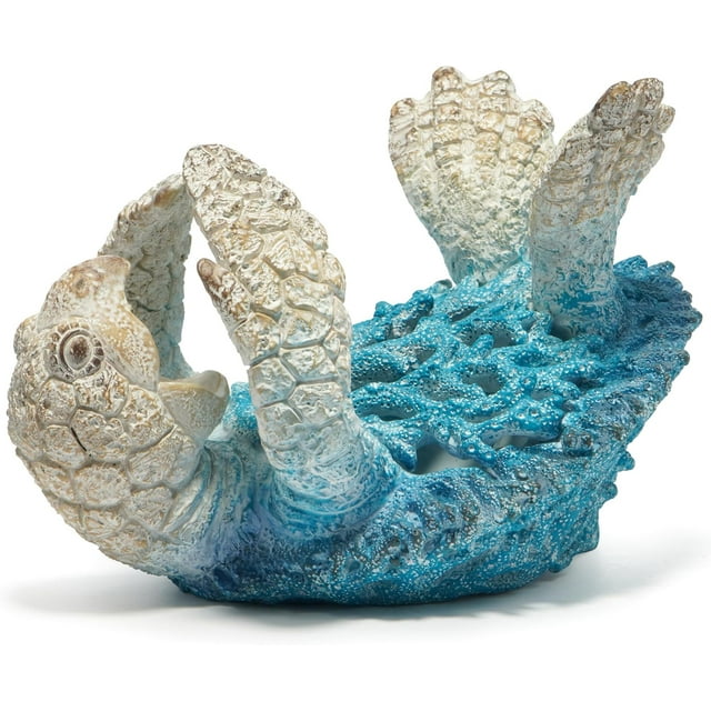 Hodao Sea Turtle Coral Figurines Decoration Summer Turtle Bottle Decor Spring Home Crafts Wine Placing Figurines for Home Office Table Decoration (Blue-Turtle)
