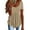 Khaki, variant on Htigea Womens Tops V Neck Soft T-Shirts Flowy Pleats Tunic Button up Casual Blouses Summer Short Sleeve Orange,S