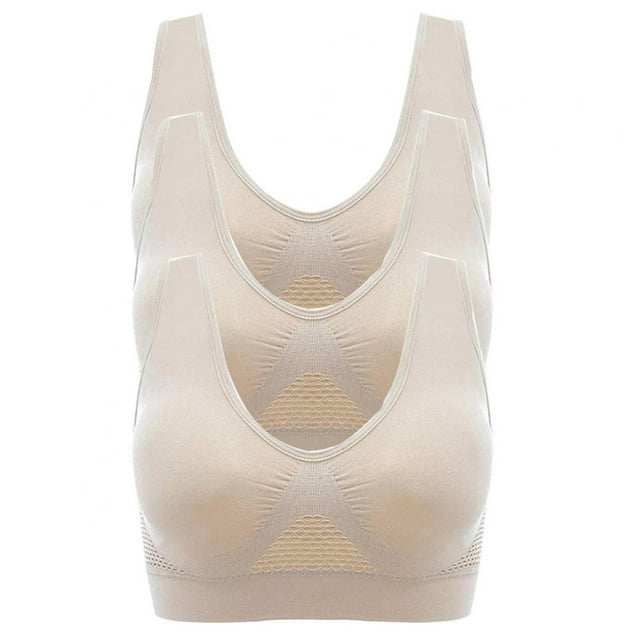CHUANK Women‘s 3-Pack Seamless Wireless Sports Bra with Removable Pads