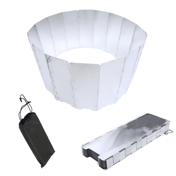 2 Sets 16 Plates Aluminum Stove Windshield with Drawstring Bag for Camping, Butane Stoves, Stove Windscreen