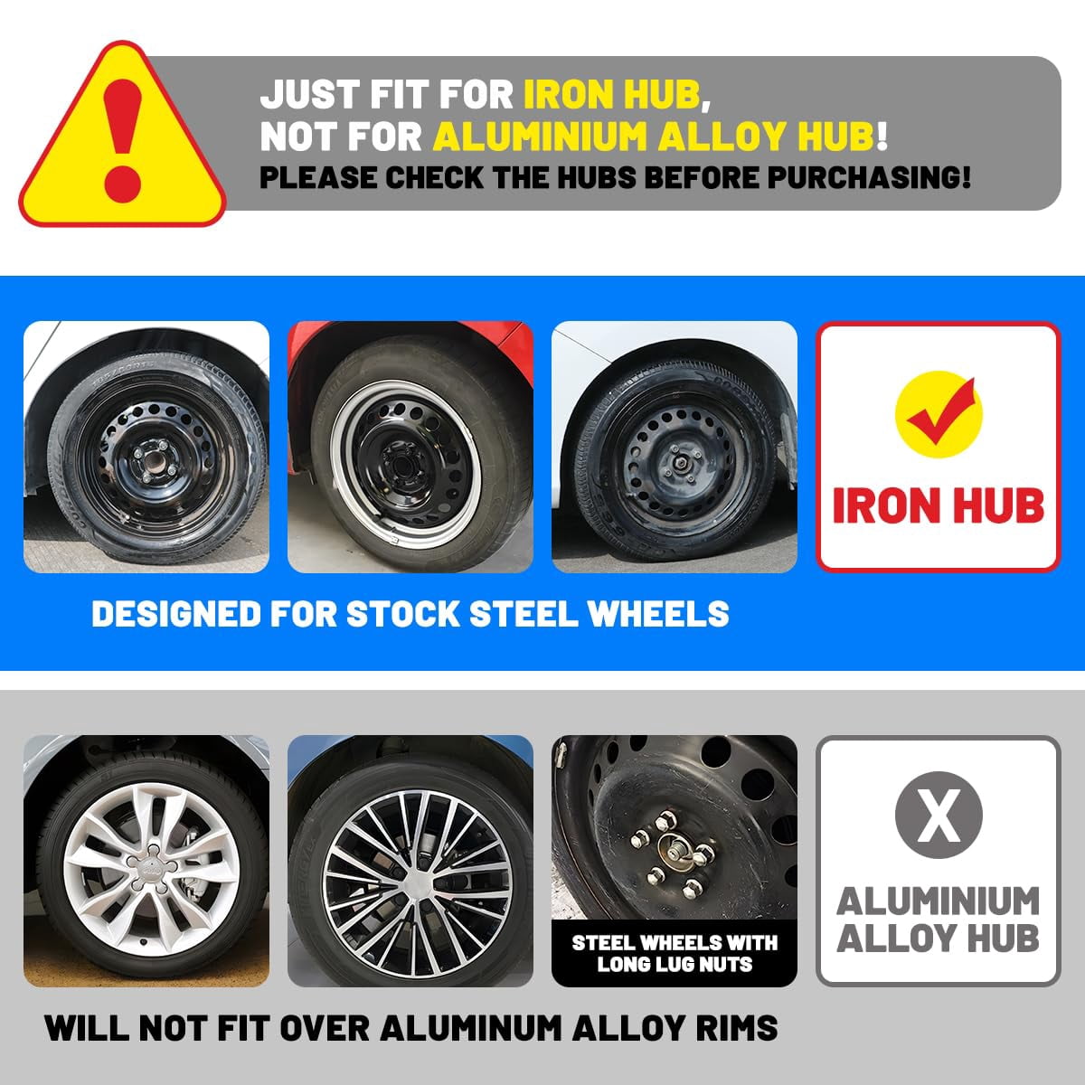 (4 Pack)14 inch Universal Wheel Rim Cover Hubcaps Snap on Car Truck Fit R14 Tire-Silver