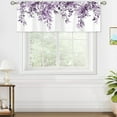 thumbnail image 4 of Purple Eucalyptus Botanical Leaves Valances Kitchen Curtains Watercolor Flower Window Drapes Floral Plants Botanical Wildflower Bedroom Bathroom Living Room Treatment Tier 1 Panel 52Wx18H Inch, 4 of 6