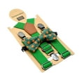 thumbnail image 4 of Conjunto de tirantes y pajarita para niños. Accesorios de ropa. Tirantes elásticos con 3 clips para fiestas de cumpleaños, grupos de uso Verde oscuro, 4 of 8