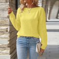 thumbnail image 5 of Fashion Crochet Pullover Women's Top Hollowout Pattern Long Sleeve Crewneck Knitwear Plain Sweater Work Leisure Wear, 5 of 7