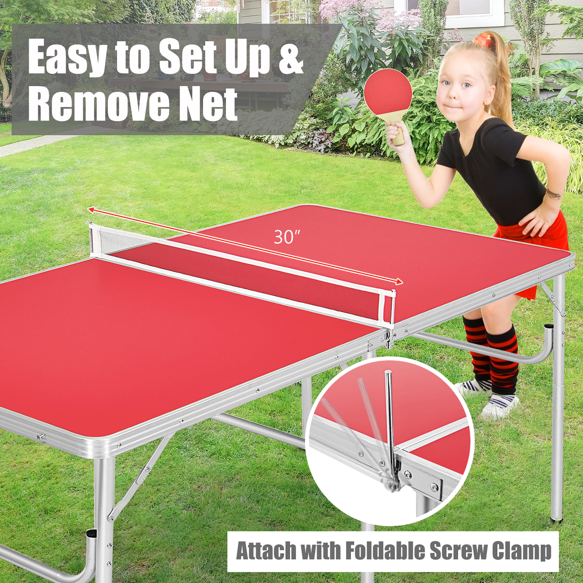 60” Portable Table Tennis Ping Pong Folding Table w/Accessories Indoor Game 