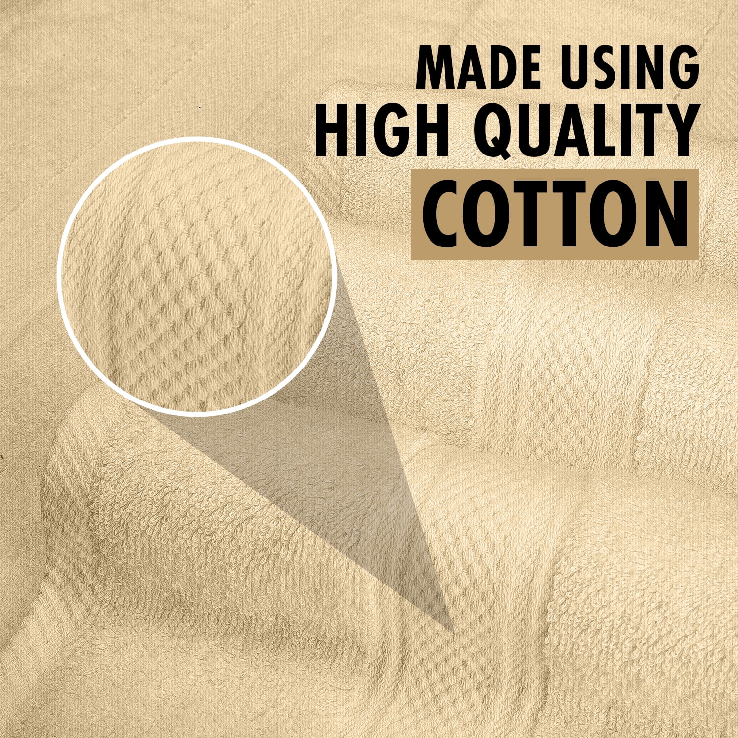 HOMES PERCEPTION Premium 8 Pack Towel Set - 600 GSM, 2 Bath Towels, 2 Hand Towels, 4 Washcloths, Beige
