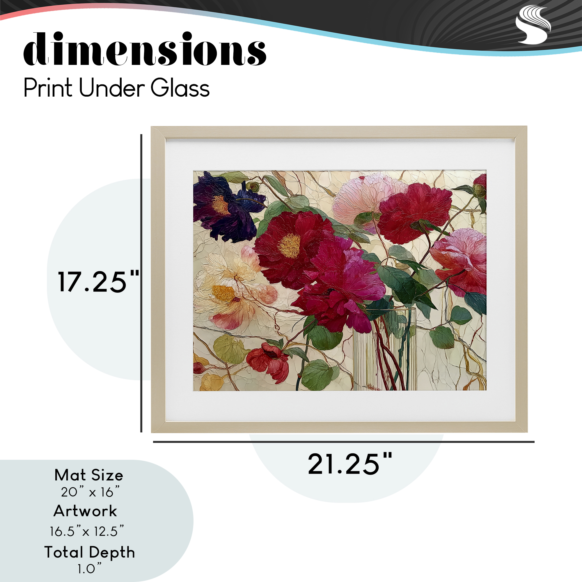 Haiku Flower Vase Birch Framed Print Under Glass, design by Annabelle Hall