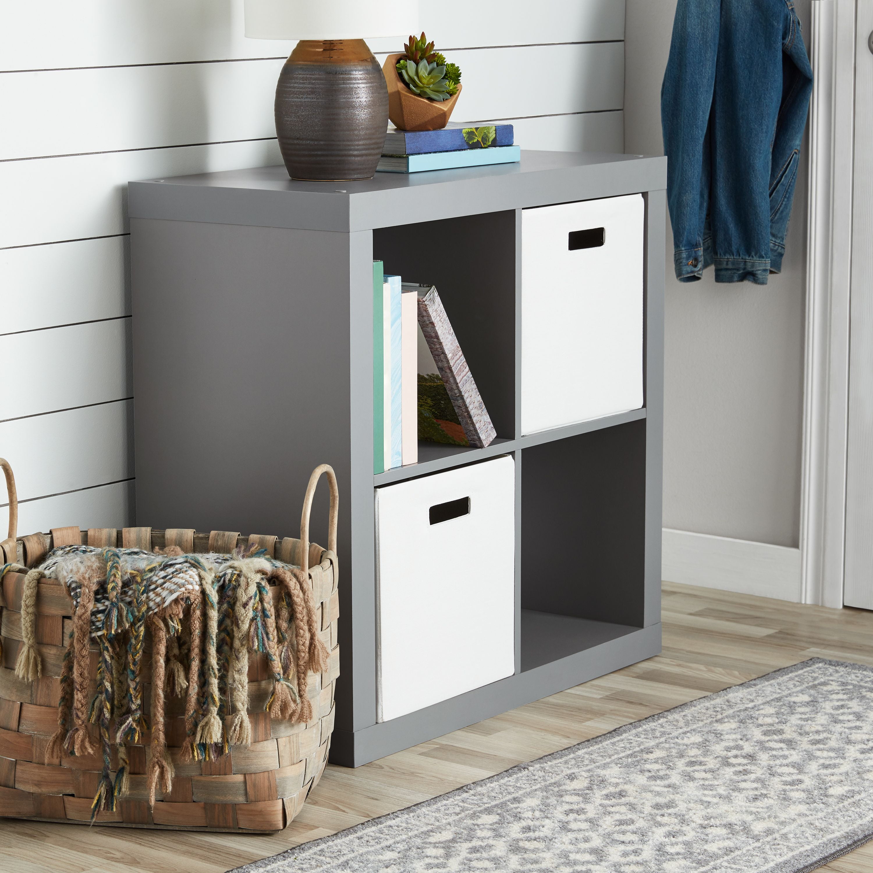 Better Homes & Gardens Square 4-Cube Organizer, Gray - Walmart.com