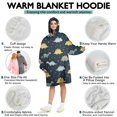 thumbnail image 5 of Wearable Oversized Blanket,DarkBlue Cartoon Dinosaurs Yellow Triangles Pattern Wearable Blanket Hoodie for Adults,Cozy Hooded Blankets with Super Pockets,Super Warm Fuzzy Pullover for Women & Men, 5 of 6