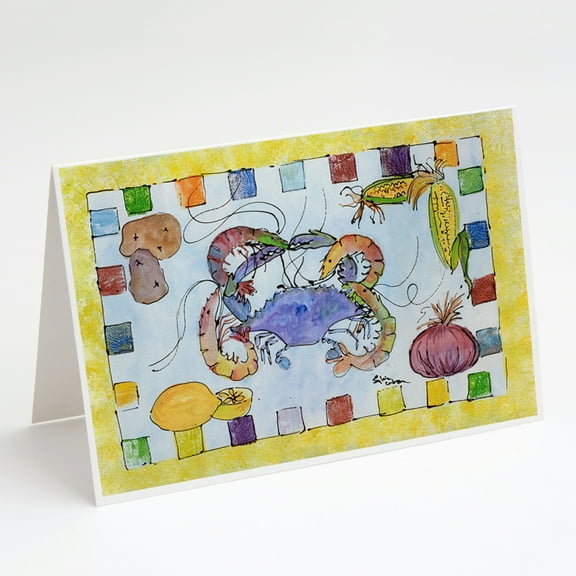 Crab Yellow Greeting Cards and Envelopes Pack of 8