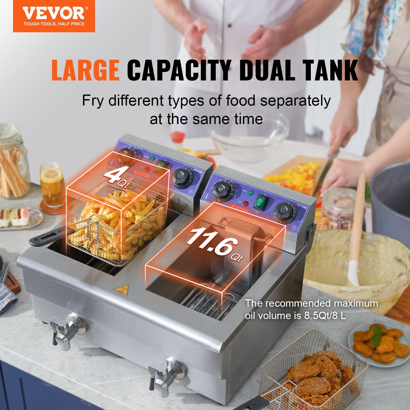 VEVOR Commercial Electric Deep Fryer 18.2 qt. Electric Countertop