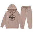 thumbnail image 4 of Little Boys Fall Clothes 2 Piece Outfits Letter Graphic Print Hooded Hoodie For Commemorative School Entry And Long Pant Kids Casual Clothes Set Size 7-8T, 4 of 5