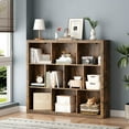 thumbnail image 5 of PUFFCAFE Book Shelf with 10-Cube,3 Tier Open Book Cases,Floor Standing 38" Tall bookshelf,Wooden Display Shelves,Brown Bookcase, 5 of 7