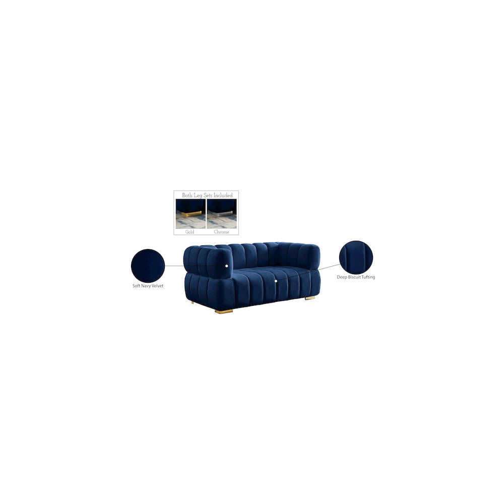 Meridian Furniture Gwen Navy Velvet Loveseat