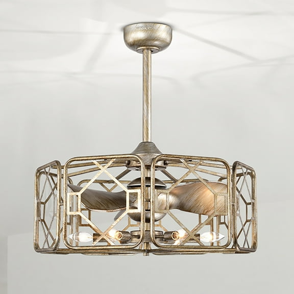 Bairre 23.2 in. 6-Light Indoor Gold Brushed Finish Ceiling Fan with Light Kit and Remote