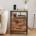 thumbnail image 4 of JIOABL 2 Drawer Nightstand with USB & Type-C Charging, Fabric Drawers, Metal Frame, Rustic Brown, 4 of 8
