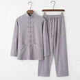 thumbnail image 2 of Men's Vintage Tang Suit Chinese Traditional Mandarin Collar Kung Fu Shirts Training Cloths Long Sleeve Tai Chi Outfits, 2 of 4