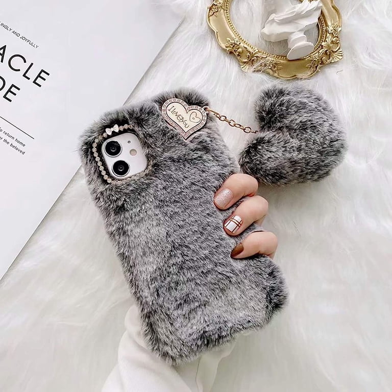 Fluffy Case Compatible with Google Pixel 6,Cute Plush Ball Fuzzy