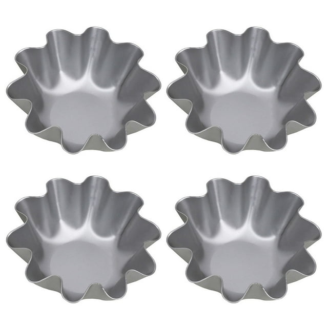 4Pcs Egg Tart Molds Aluminum Alloy Tart Moulds Mini Tart Pans Kitchen Gadget