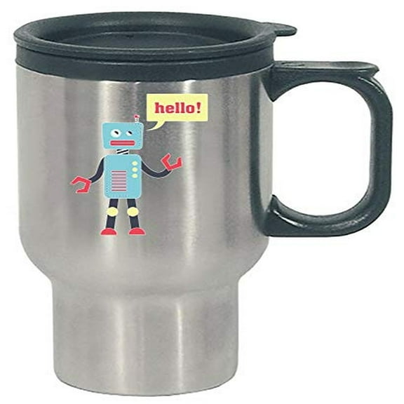 Funny Robots Talking Mug - Battery Operated Stainless Steel Travel Cup with Humor
