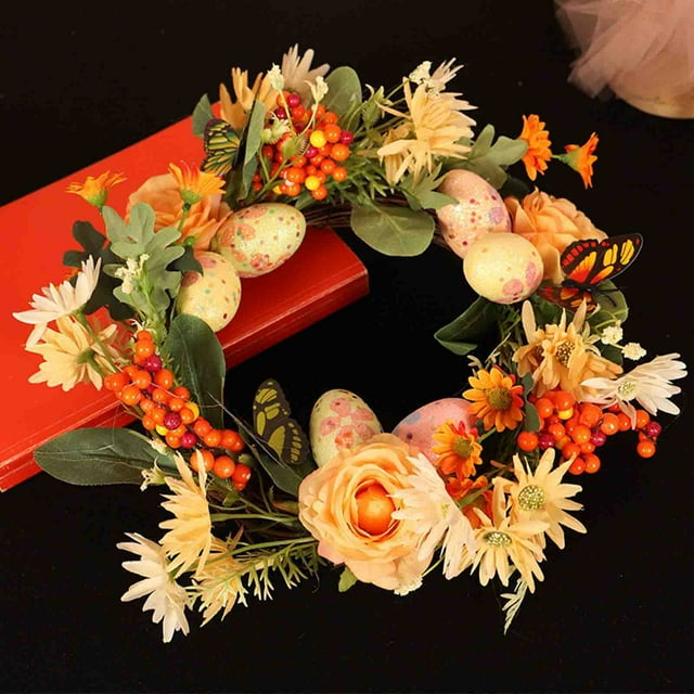 TopLLC Couronne de Pâques Décorations de Fête à la Maison Pendentif de Porte Œufs de Pâques Couronne de Simulation