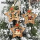 thumbnail image 4 of HUADODO-estrella de madera para decoración de árbol de Navidad, adornos colgantes para decoración navideña, adorno para regalo de Año Nuevo para niños, 4 Uds., 4 of 4