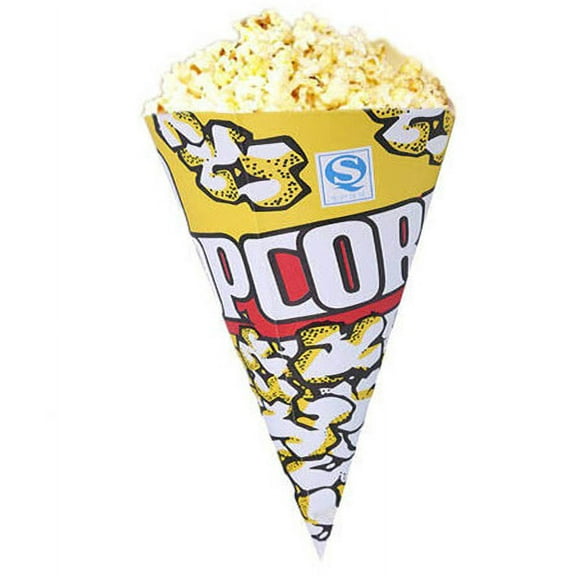 BESTOYARD Cone Shaped Popcorn Bags with Themed Pattern for Popcorn and Snacks 100Pcs