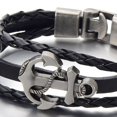 thumbnail image 3 of Pulsera de ancla de barco vintage, pulsera de piel de vaca versátil tejida de múltiples capas, pulsera de cuero estilo pirata personalizada, 3 of 5