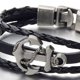 thumbnail image 3 of Pulsera de ancla de barco vintage, pulsera de piel de vaca versátil tejida de múltiples capas, pulsera de cuero estilo pirata personalizada, 3 of 5