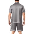 thumbnail image 5 of Resicozy Pajamas Set for Men Short Sleeve Button Down Shirts Shorts Pajamas Short Sleepwear Elegant Lounge Summer Pjs Sets Light Gray S, 5 of 6