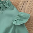 thumbnail image 5 of SERTG Girls' Fall Winter Solid Dress Round Neck and Bow Elastic Waist Round Neck Long Sleeve Comfortable Fitted Outfit for Kids 2-7 Years(Green,4-5 Years), 5 of 9