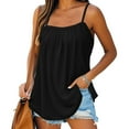 thumbnail image 2 of Fitted Tank Tops for Women, Yigetop Summer Tank Tops for Women 2025 Loose Fit Pleated Square Neck Sleeveless Shirt Curved Flowy Vest Basic Cotton Tee Sleeveless Tops for Women Black 3XL, 2 of 7