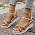 thumbnail image 5 of Dakaela Espadrille Dressy Wedge Sandals Womens Platform Casual Summer Comfortable High Heeled Wedges with Adjustable Buckle Red 6, 5 of 9