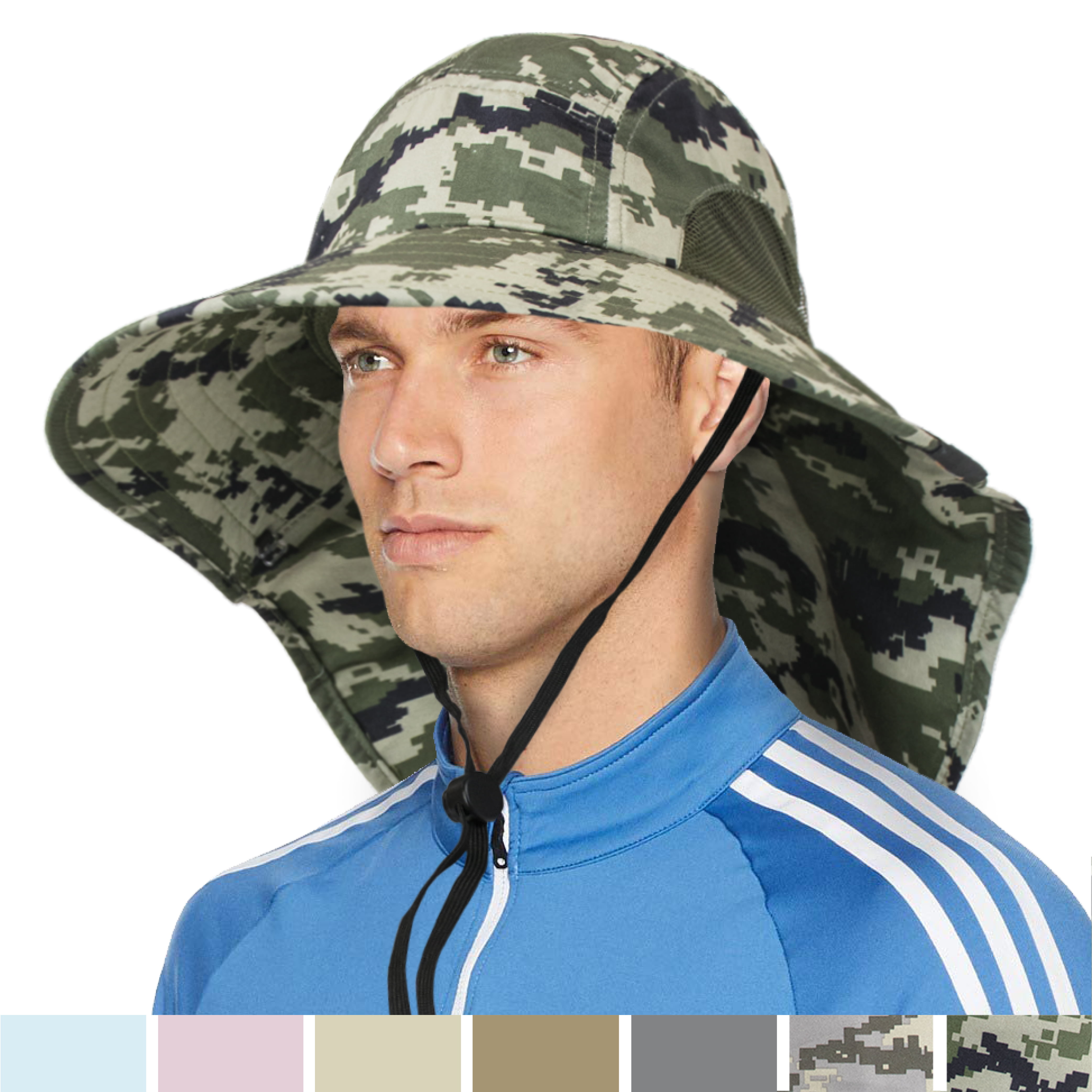 Hiking Safari Sun Protection Cap Men Women UPF50+ SUN CUBE Fishing Hat Wide Brim Boonie Hat 