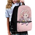 thumbnail image 3 of HUIACONG Pink Space Axolotl Backpack for Daily School Use Multi Compartment Wear‑Resistant Large Capacity for Elementary Middle School Kids, 3 of 6