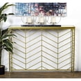 thumbnail image 3 of DecMode 42", 39"W Gold Metal Geometric Console Table with Mirrored Glass Top, 2-Pieces, 3 of 12