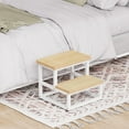 thumbnail image 5 of Step Stool, Wood and Metal Stepping Stool for Adults with Round Corner, Bedside Steps for High Beds, Small Foot Stool for Bedroom Kitchen, 500LB Load, Light Brown + White, 5 of 13