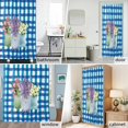 thumbnail image 6 of Tulip Lavender Flowers Fabric Shower Curtain Blue Check Plaid Washable Shower Curtains for Bathroom, Waterproof Bath Curtain with Hooks Home Decor 72x84in, 6 of 8