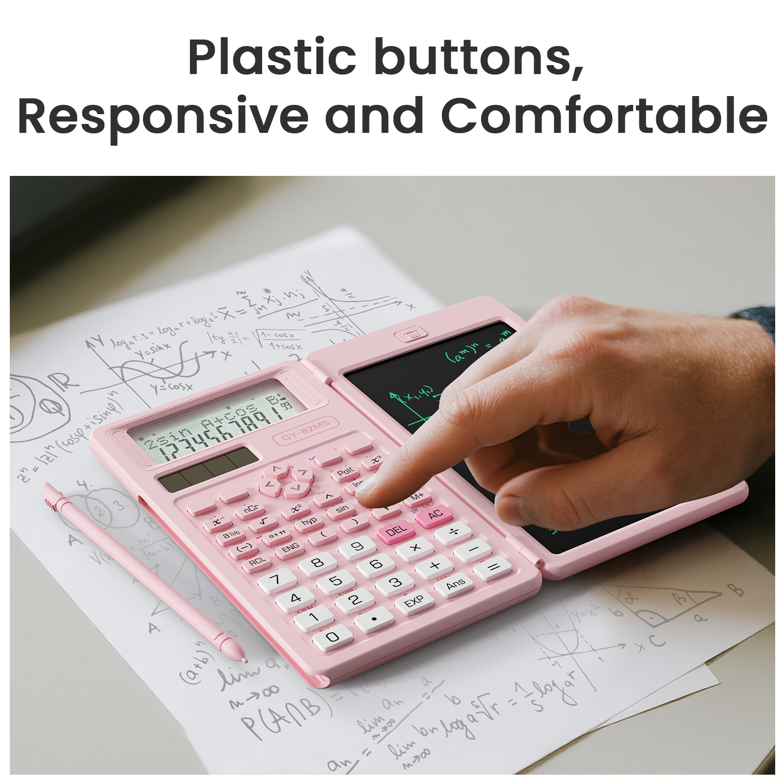 Newyes 82MS Scientific Calculator with Writing Tablet, Pink photo 7