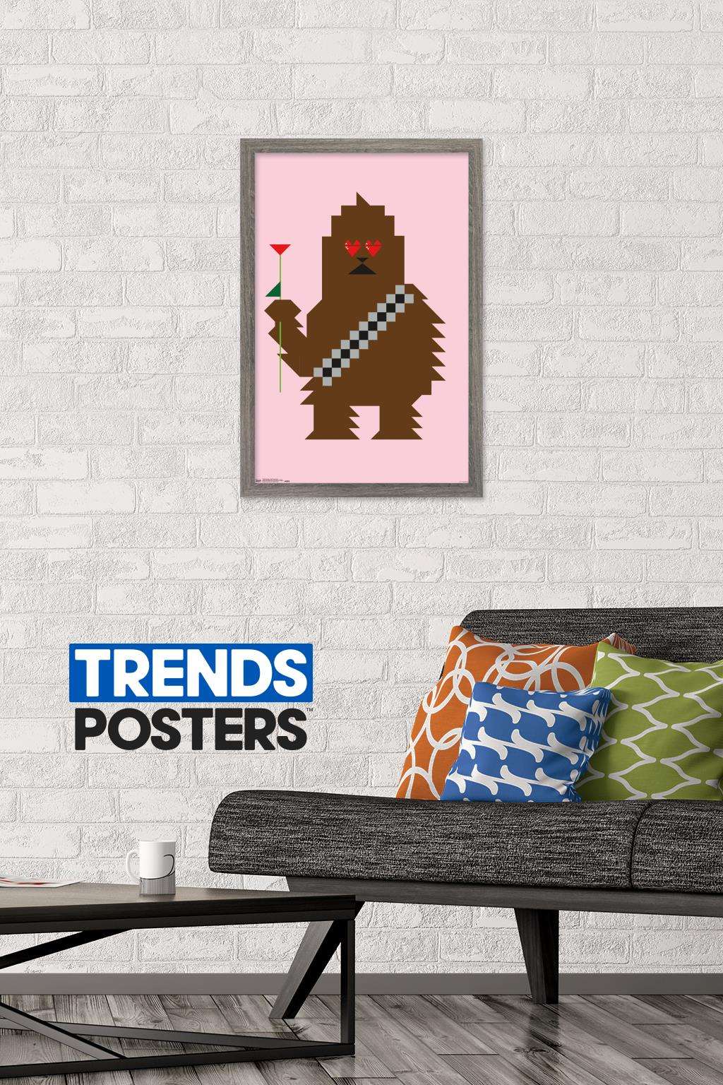Star Wars: Saga - Chewbacca Hearts Wall Poster, 14.725" x 22.375", Framed