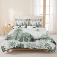 thumbnail image 3 of Quilts Twin XL Size Bedding Set, Sage Green Christmas Lightweight Quilted Comforter, Xmas Tree Snowflake Elk Winter Soft Reversible Bedspread Coverlet with Pillow Covers for All Season, 68" x 98", 3 of 9