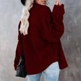 thumbnail image 4 of Frostluinai Shacket Jacket Women Plus Size Cardigan Solid Color Loose Bat Sleeve Waffle Knitted Button Down Urtleneck Sweatshirt Lapel Corduroy Jacket Outwears, 4 of 7