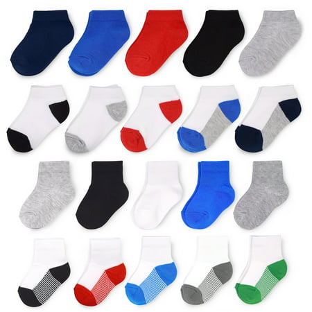 Fruit of the Loom Baby and Toddler Boys Low Cut and Ankle Socks Assortment, 20-Pack