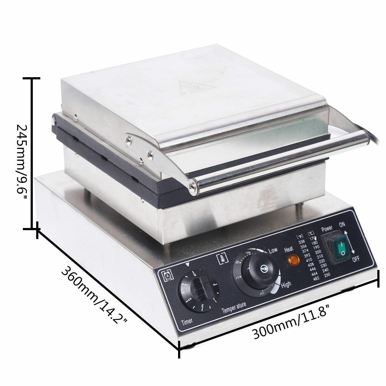 Commercial Electric Waffle Maker, Nonstick, 6-Grid Stainless Steel Baker 1500W