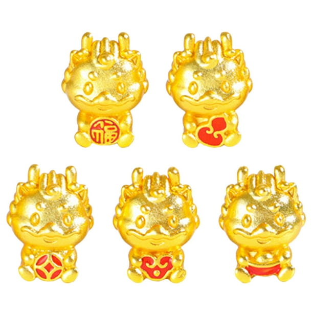 KAKOWELY juego de dijes de dragón del zodiaco DIY, collar, pulsera de cuerda roja, dijes de dragón con agujero, dijes de joyería