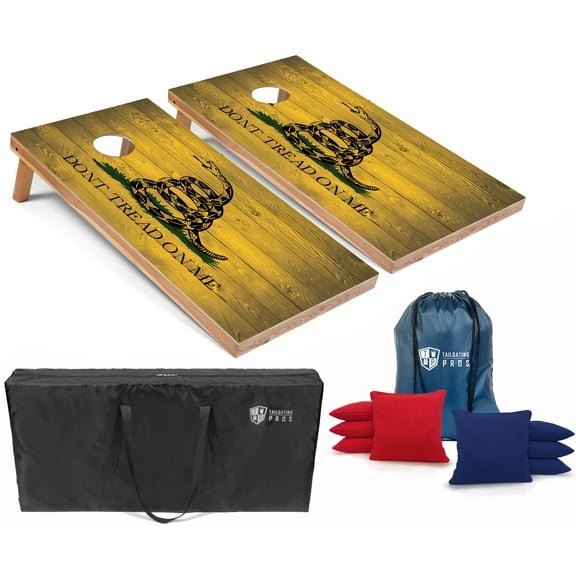 Tailgating Pros Regulation Cornhole Boards Flag Set - Includes 8 Bean Bags, Carrying Cases, and 4'x2' Corn Hole Toss Game - Optional LED Lights