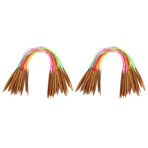 36 Pairs 16Inch Multicolor Carbonized Bamboo Circular Tube Knitting Needles 40cm