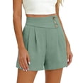 thumbnail image 6 of Kinrui Tailored Shorts for Women with Pockets Casual Dressy Pleated Chino Shorts Wide Leg High Rise Bermuda Shorts Green 3XL, 6 of 9